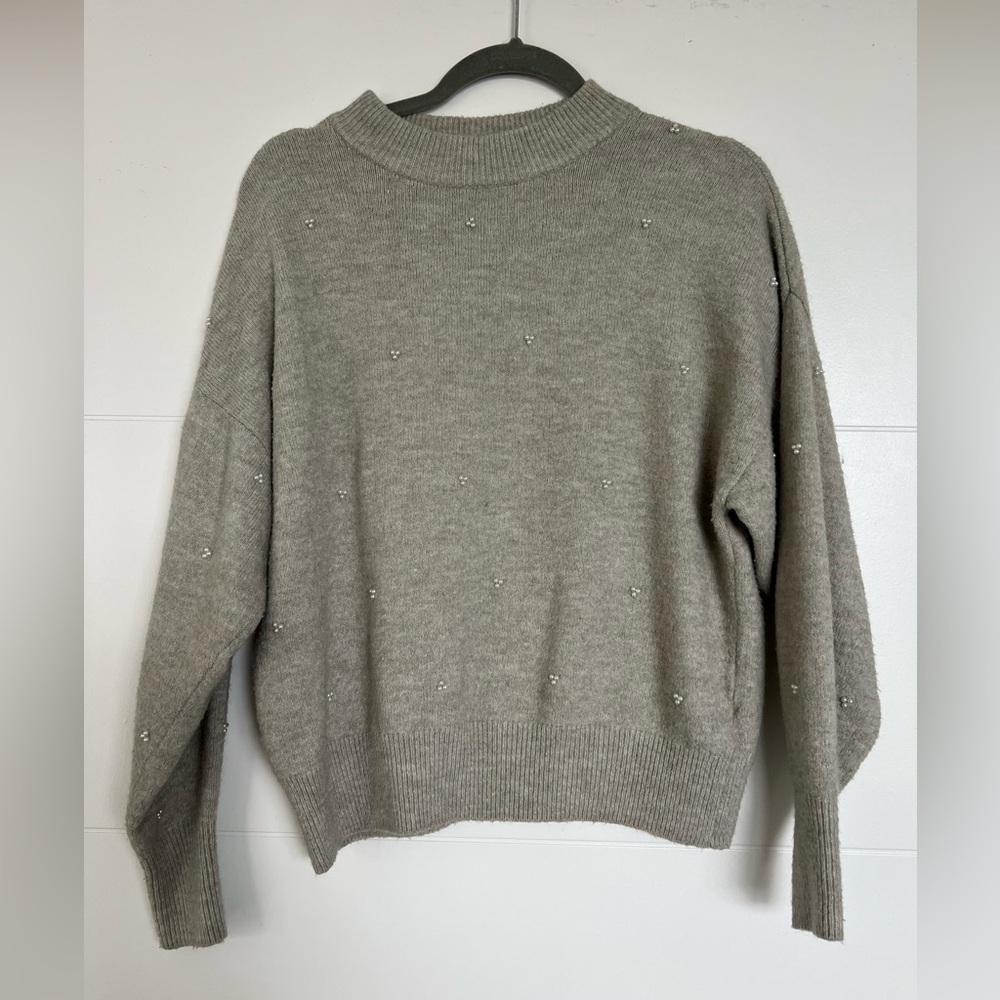 H & M Gray sweater with Pearls